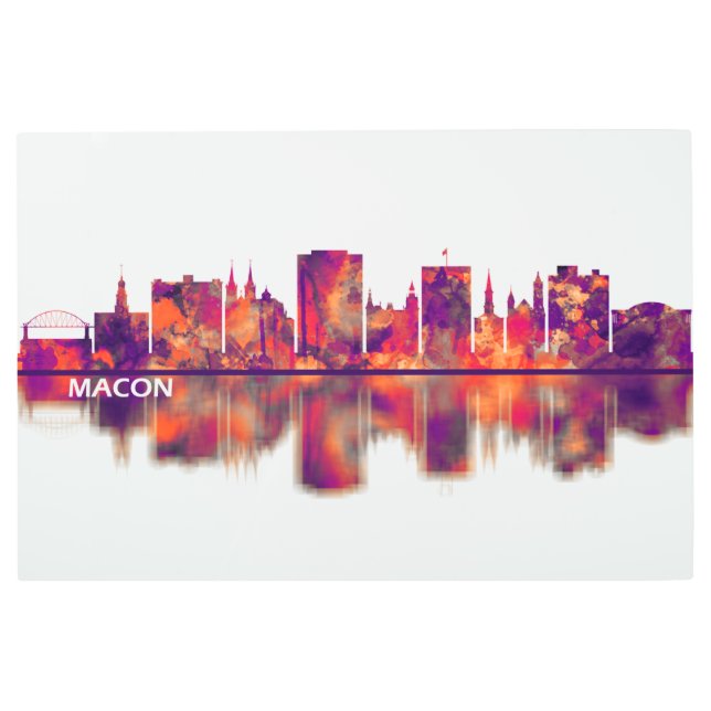 Impresión En Metal Línea aérea de Macon Georgia (Anverso)