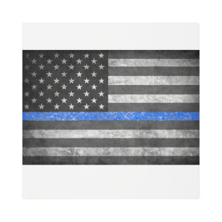 Impresión En Metal Línea Azul delgada