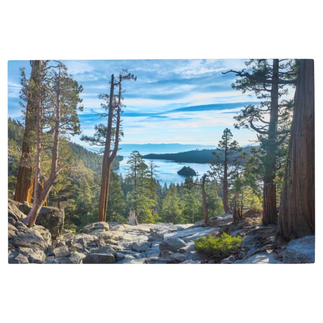 Impresión En Metal Línea costera | Bahía Esmeralda, Lago Tahoe, Calif (Anverso)