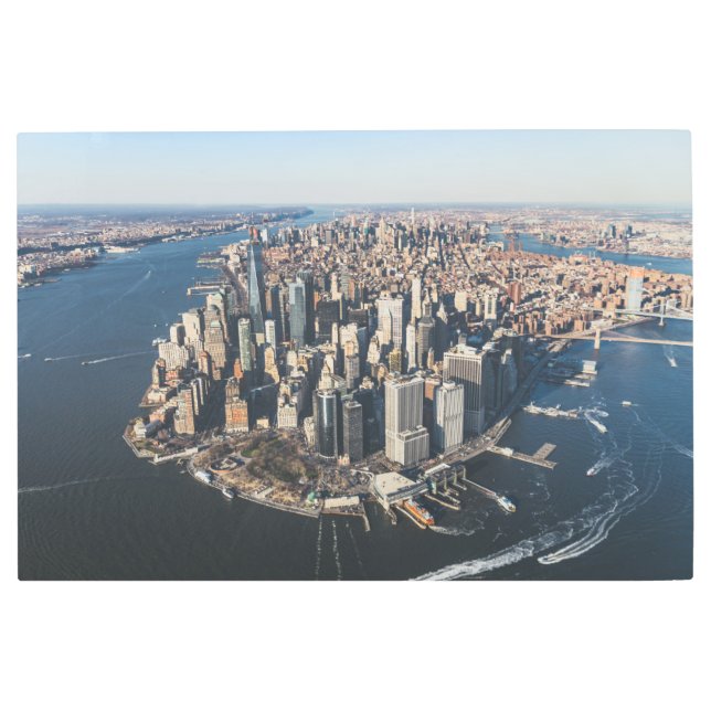 Impresión En Metal Línea costera | Manhattan, Nueva York (Anverso)