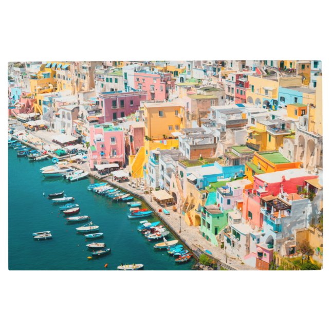 Impresión En Metal Línea costera | Nápoles Italia (Anverso)