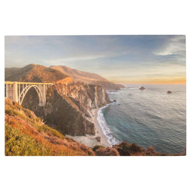 Impresión En Metal Línea costera | Puente Bixby, Gran Sur California (Anverso)