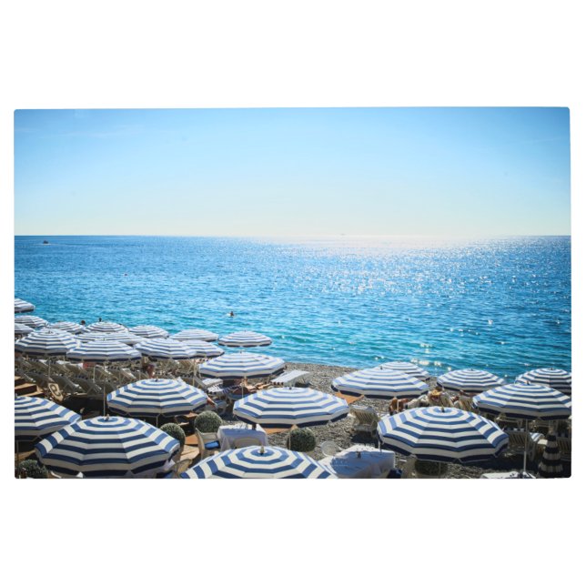 Impresión En Metal Línea costera | Riviera francesa, Niza Francia (Anverso)