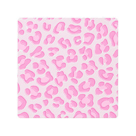 Impresión En Metal Línea rosada de Preppy Leopard