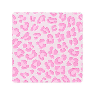 Impresión En Metal Línea rosada de Preppy Leopard