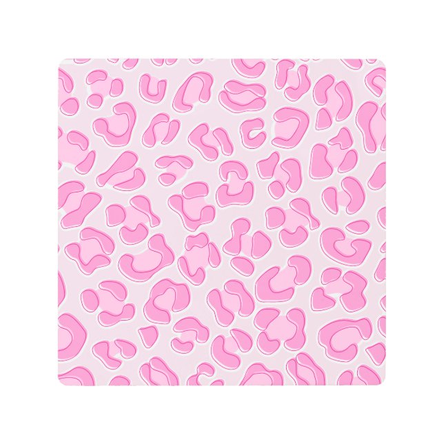 Impresión En Metal Línea rosada de Preppy Leopard (Anverso)