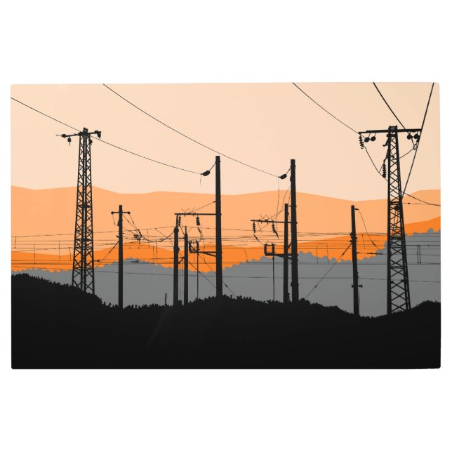 Impresión En Metal Líneas de energía de Sunset Industrial (Anverso)