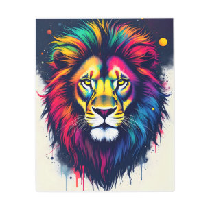 Impresión En Metal Lion abstracto multicolor vibrante