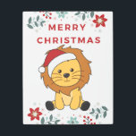 Impresión En Metal Lion Christmas Snow Winter Animals Lions<br><div class="desc">The lion for Christmas greeting card. Funny animals with gifts and snow for the holidays. Also funny for christmas in July. Lions are cute animals and perfect for Christmas.</div>