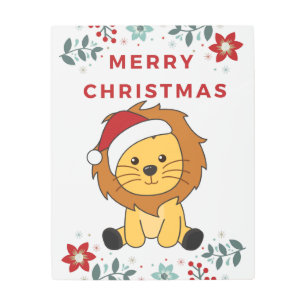 Impresión En Metal Lion Christmas Snow Winter Animals Lions