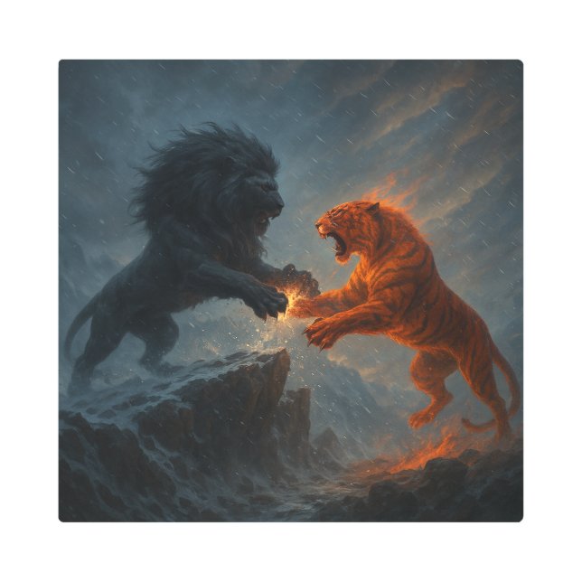 Impresión En Metal Lion vs Tiger – Clash of Elements (Anverso)