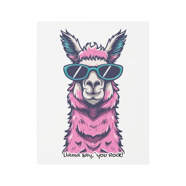Impresión En Metal Llama dice que rocas | Postura rara en gafas de so (Anverso)