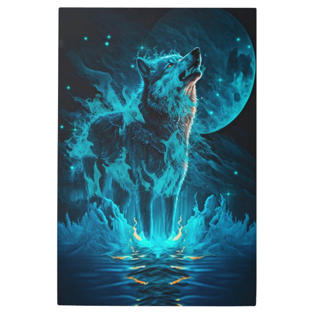 Impresión En Metal Lobo azul (Anverso)