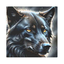 Impresión En Metal Lobo negro 1
