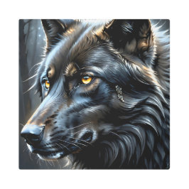 Impresión En Metal Lobo negro 10