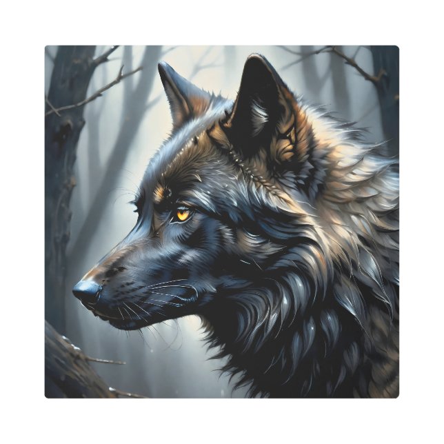Impresión En Metal Lobo negro 2 (Anverso)