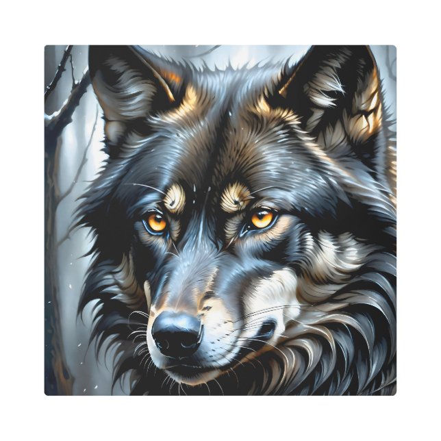 Impresión En Metal Lobo negro 3 (Anverso)
