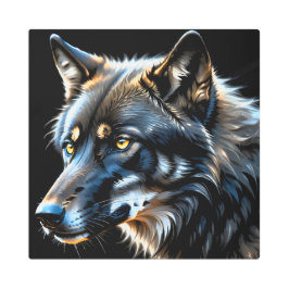 Impresión En Metal Lobo negro 4