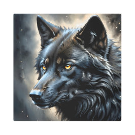 Impresión En Metal Lobo negro 5