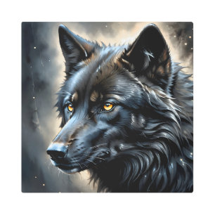 Impresión En Metal Lobo negro 5