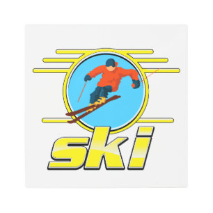 Impresión En Metal Logo de esquí de los años 90