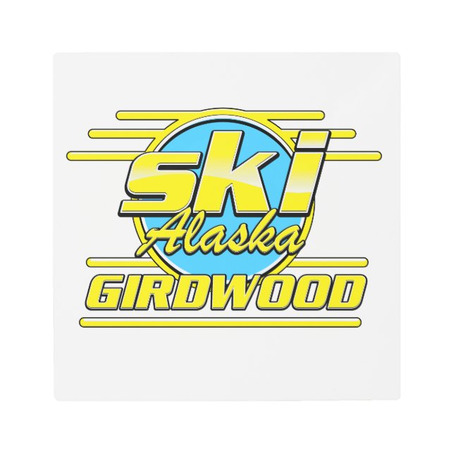 Impresión En Metal Logo de la estación de esquí de Girdwood Alaska 80 (Anverso)