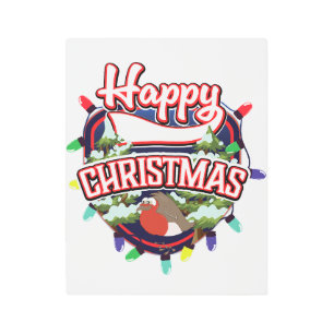 Impresión En Metal Logo del personalizado Navidades felices