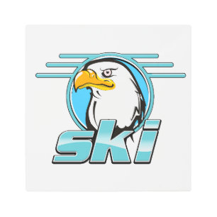 Impresión En Metal Logo del Retro Golden Eagle Ski
