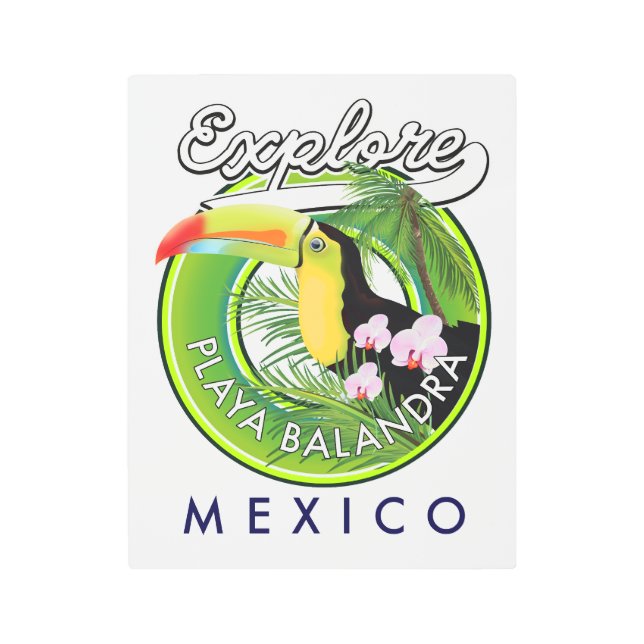 Impresión En Metal Logo retro de Playa Balandra México (Anverso)