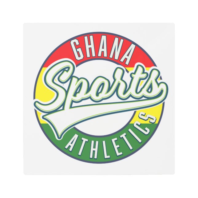 Impresión En Metal Logo retro del Deporte de Ghana (Anverso)