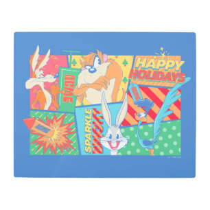 Impresión En Metal LOONEY TUNES™   Patrón de vacaciones felices