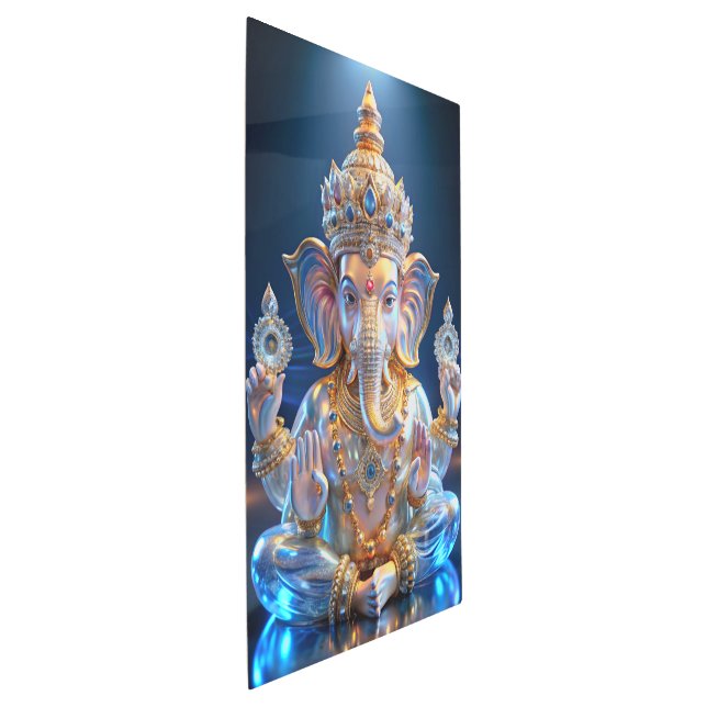 Impresión En Metal Lord Shree Ganesha Crystal & Diamond Escultura (3/4)