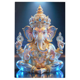 Impresión En Metal Lord Shree Ganesha Crystal & Diamond Escultura