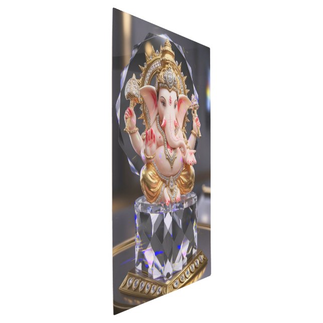 Impresión En Metal Lord Shree Ganesha Crystal & Diamond Escultura (3/4)