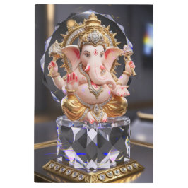 Impresión En Metal Lord Shree Ganesha Crystal & Diamond Escultura