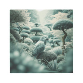 Impresión En Metal Loro místico en un bosque monocromo encantado