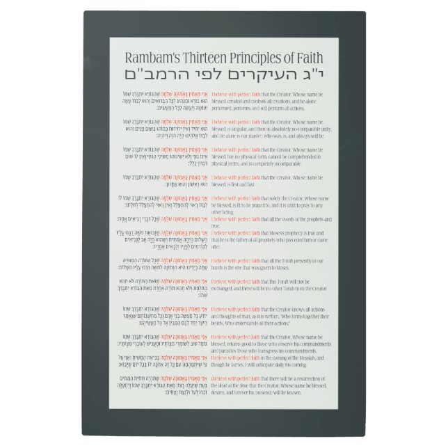 Impresión En Metal Los 13 principios de la fe judía en Rambam son un  (Anverso)