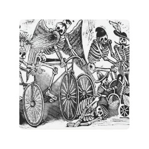 Impresión En Metal Los Esqueletos (Las Calaveras) En Bicicleta