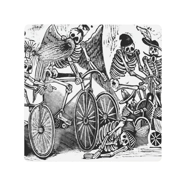 Impresión En Metal Los Esqueletos (Las Calaveras) En Bicicleta (Anverso)