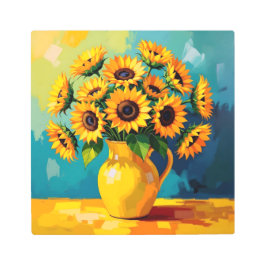 Impresión En Metal Los girasoles amarillos en una vesícula amarilla