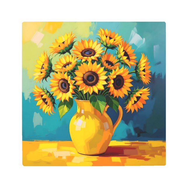 Impresión En Metal Los girasoles amarillos en una vesícula amarilla (Anverso)