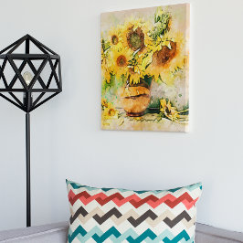Impresión En Metal Los girasoles de la vida muerta pintan en Jar Vase