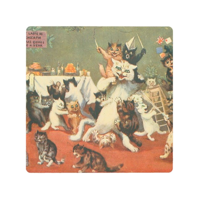 Impresión En Metal Louis Wain Merry Christmas (Anverso)