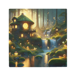 Impresión En Metal Luces de hadas encantadas y sueños de cascada