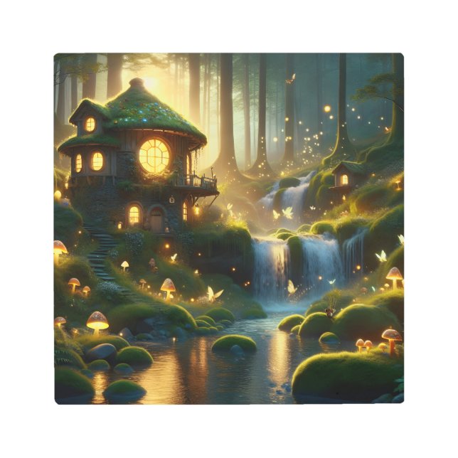 Impresión En Metal Luces de hadas encantadas y sueños de cascada (Anverso)