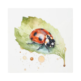 Impresión En Metal Lucky Ladybug en Leaf