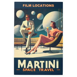 Impresión En Metal Lugares de películas de Martini Space Travel Poste