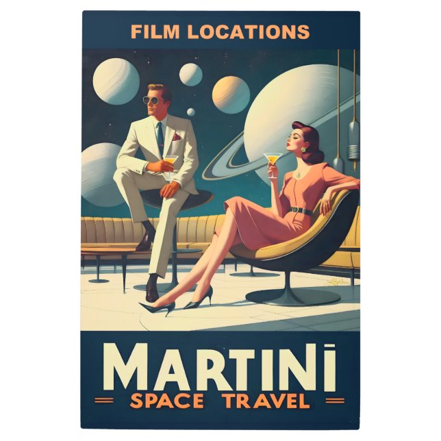 Impresión En Metal Lugares de películas de Martini Space Travel Poste (Anverso)