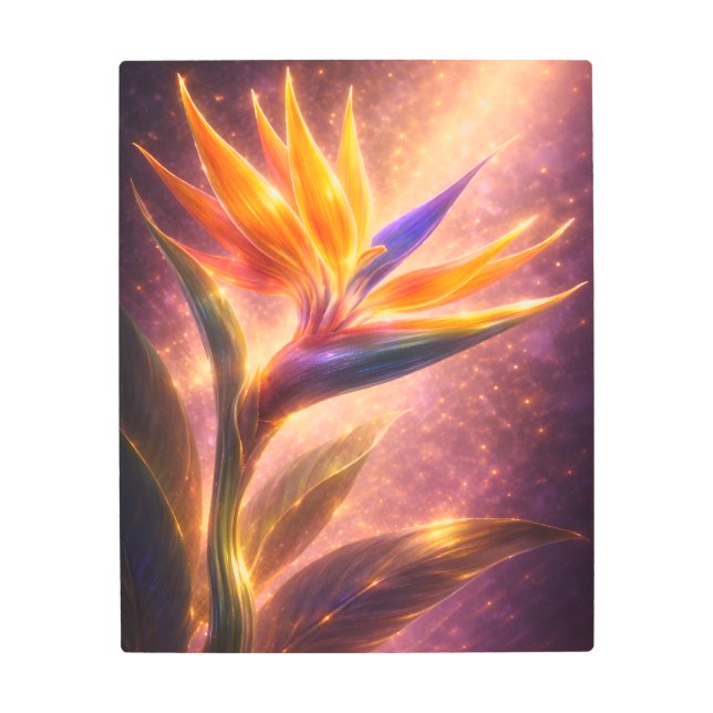 Impresión En Metal Luminous Bird of Paradise Metal Art Tropical (Anverso)