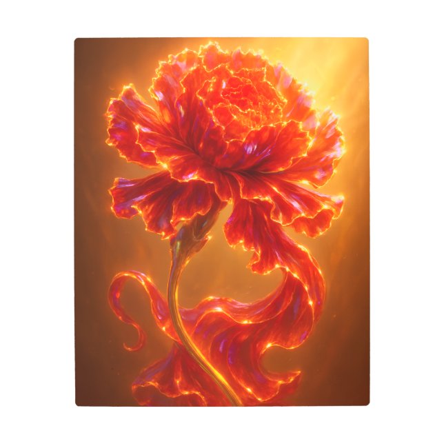 Impresión En Metal Luminous Fire Blossom Fantasy Flower Metal Art (Anverso)